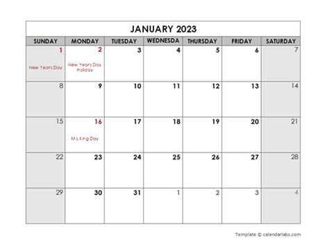 January 2023 Printable Calendar Free Printable Templates