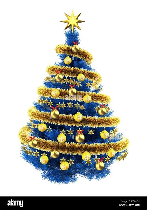 3d Illustration Of Blue Christmas Tree Over White Background With