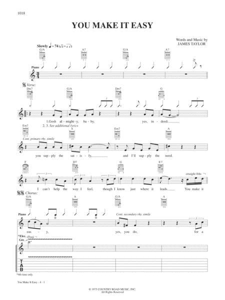 You Make It Easy By James Taylor Digital Sheet Music For Download