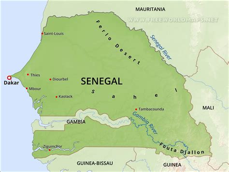 Physical Map Of Senegal Map Of Physical Map Of Senegal Western