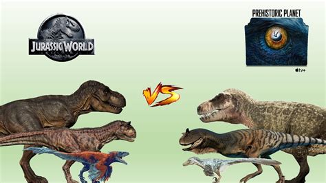 Comparison Of Jurassic World And Prehistoric Planet Dinosaurs Youtube