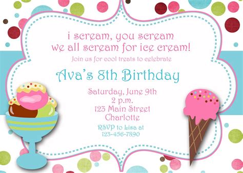 Ice Cream Birthday Invitations Invitation Design Blog