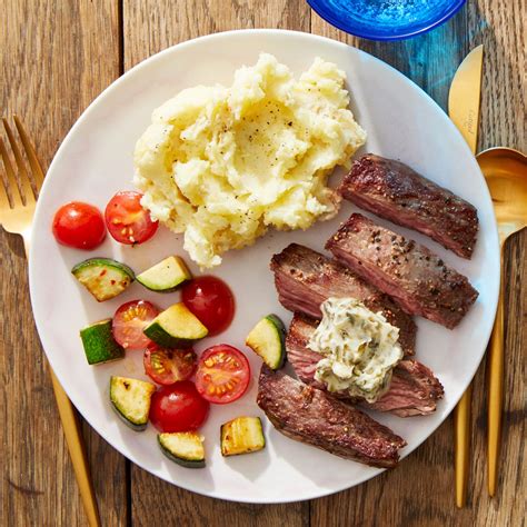 Recipe Seared Steak And Garlic Mashed Potatoes With Summer Vegetables