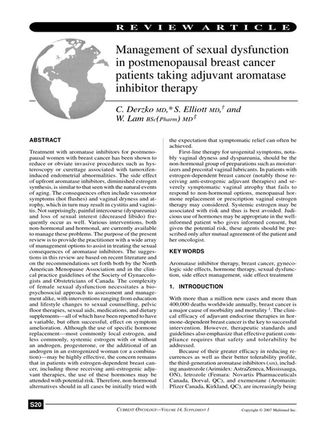Pdf Management Of Sexual Dysfunction In Postmenopausal Breast Cancer