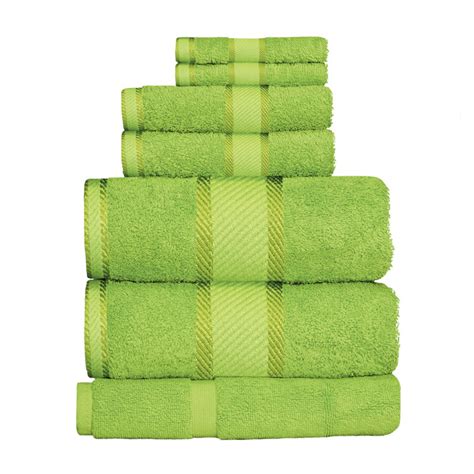 100 Cotton Bright Lime Green Towels 7pc Bath Sheet Set