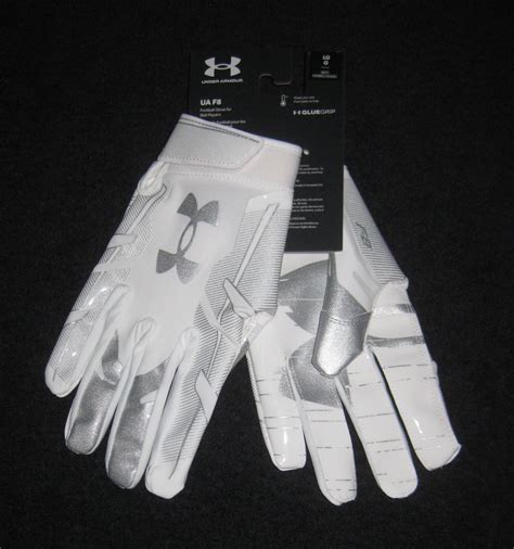 UNDER ARMOUR UA F8 FOOTBALL GLOVES #1368851 100 ADULT LARGE WHITE