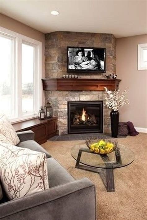 Stunning Corner Fireplace Design For Living Room 08