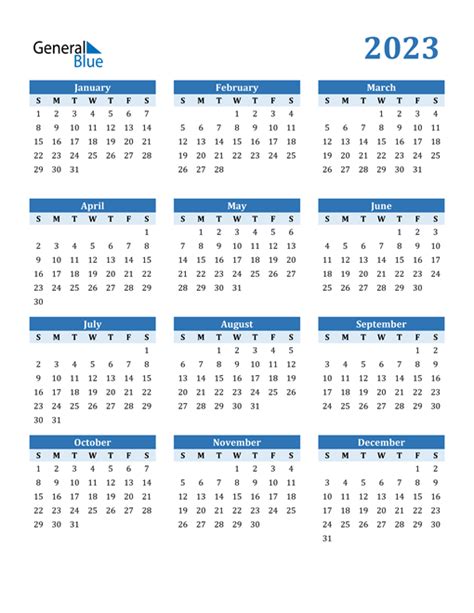 Free Printable 2023 Calendar On One Page Time And Date Calendar 2023