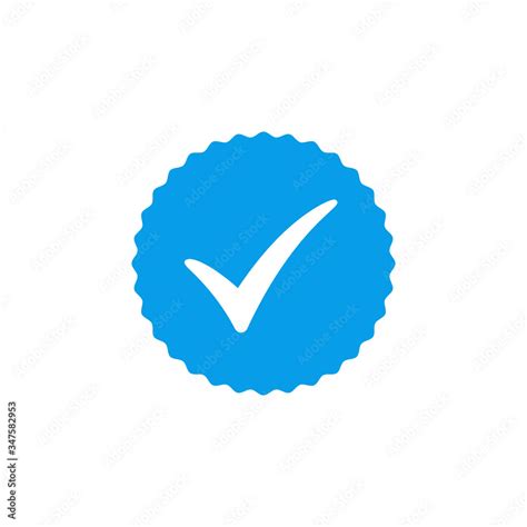 Blue Check Mark Icon Vector Design Profile Verified Badge Stock Vector