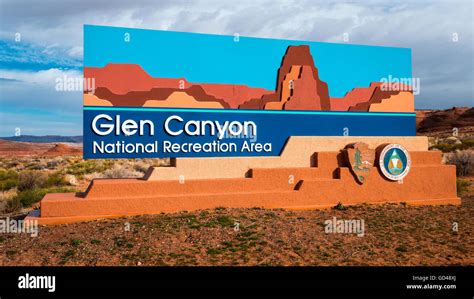 Glen Canyon National Recreation Area Sign Page Arizona Usa Stock