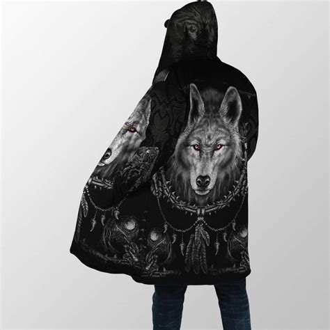 Black Wolf 3d Over Printed Hoodie Cloak For Men And Women Ml Zeleton