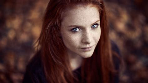 Sexy Blue Eyed Long Haired Red Hair Teen Girl Wallpaper X