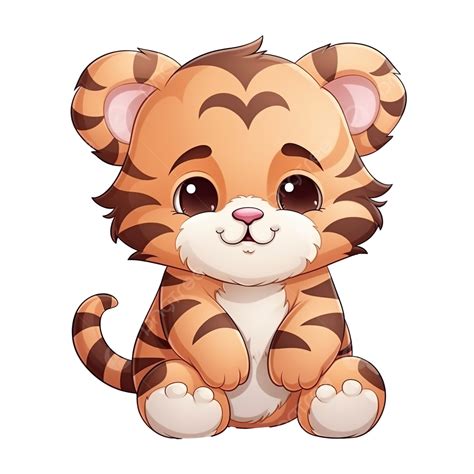 Cute And Chubby Soft Brown Tiger Tiger Animal Cartoon Png