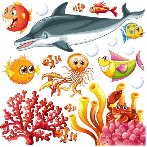 Different Types Of Sea Animals Stock Vector Illustration Of Animals