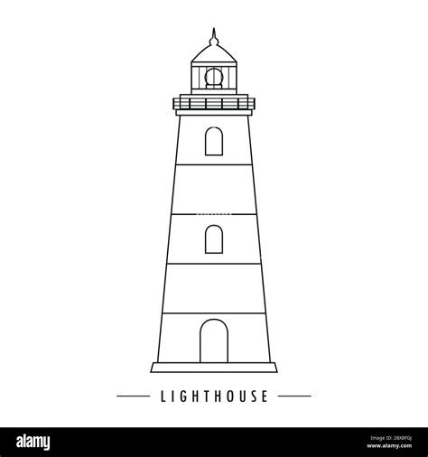 Lighthouse Outline Drawing Isolated On White Vector Illustration Eps10