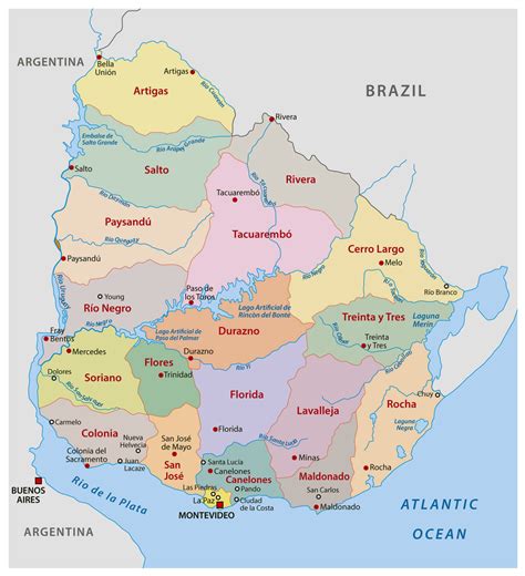 large detailed administrative and political map of uruguay uruguay images and photos finder