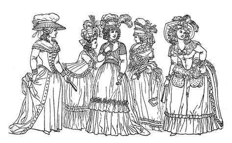 Fashion 18th Century France Fashion Adult Coloring Pages