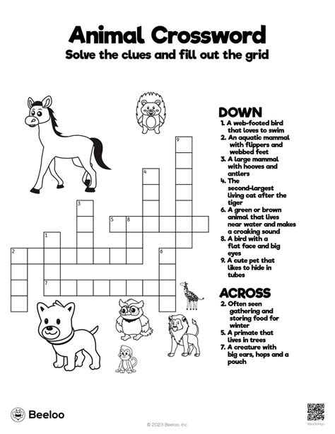 Animal Crossword Beeloo Printable Crafts For Kids 89oer5mgo