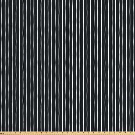 Pinstripe Fabric By The Yard Monochrome Black And White Design White