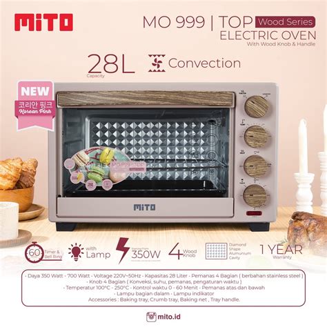 Jual Mito Top Oven 999 Ukuran 28 Liter Wood Series Pink White Mito