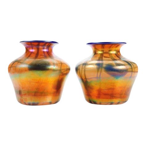 Imperial Art Glass Heart And Vine Decor Vases A Pair In 2024 Tiffany Glass Art Stained Glass