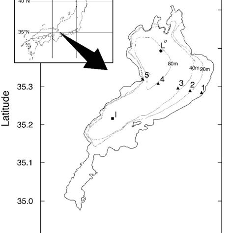Map Showing Sampling Stations In Lake Biwa Stations 1 To 5 Are The