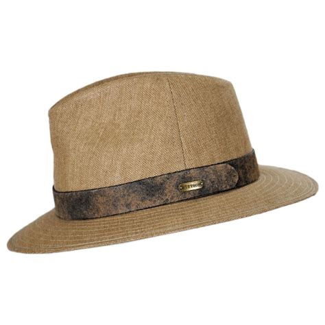 Stetson Weathered Canvas Safari Fedora Hat Fabric