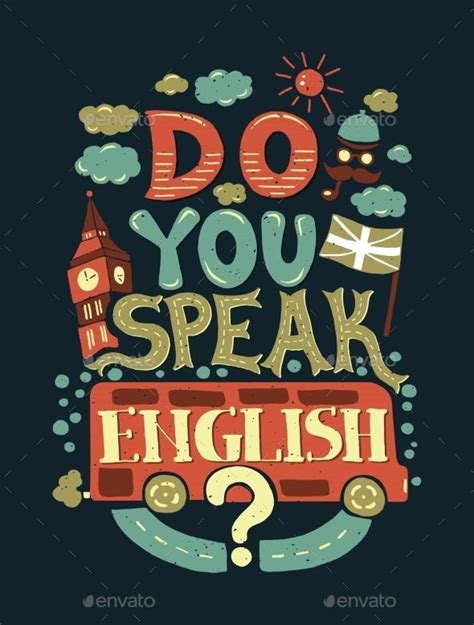 Do You Speak English Lettering Illustration Speaking English English