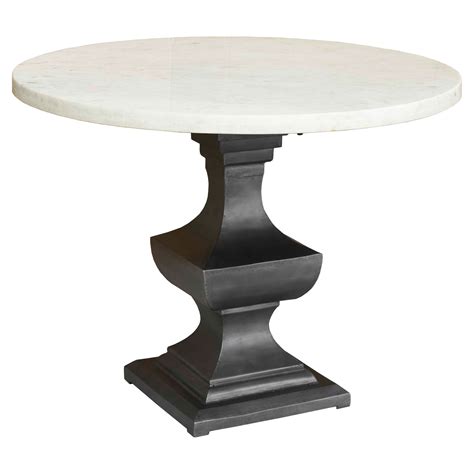 Danielle Country Classic Round White Marble Top Metal Pedestal Dining