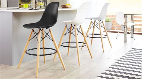 Eames Style Bar Stool In Black White And Cool Grey From Danetti
