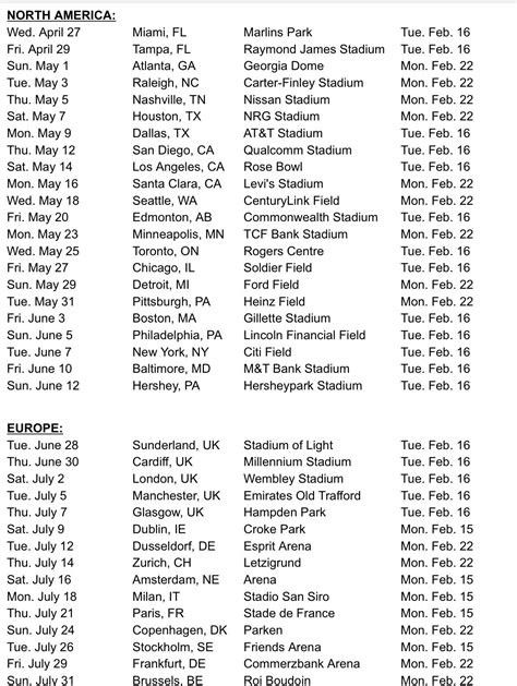 Beyonce Tour Schedule Beyonce Formation Tour Dates List Beyonce Formation