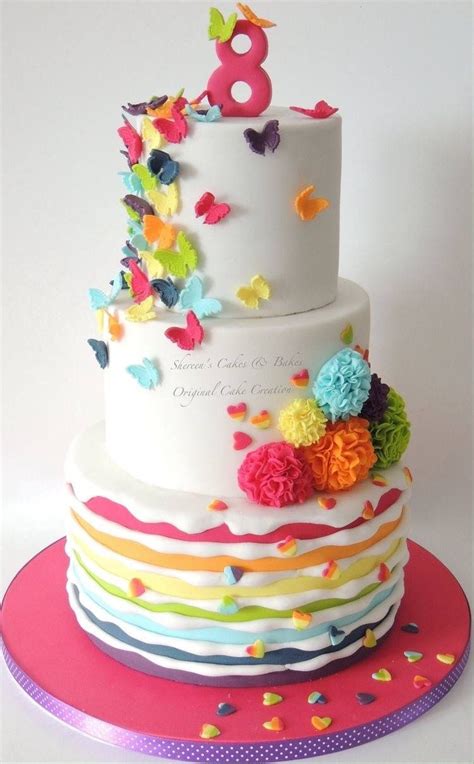 Colourful Cake With Butterflies And Flowers By Shereens Cakes And Bakes