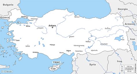 Turquía Mapa gratuito mapa mudo gratuito mapa en blanco gratuito