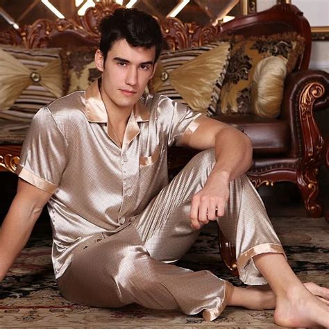 Printed Satin Silk Mens Pajamas High Quality Male