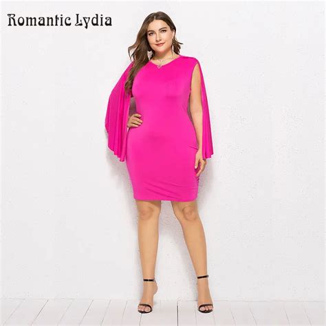 Buy Plus Size 3xl Cloak Sleeve Dress 2019 Summer Women Sexy Bodycon V Neck