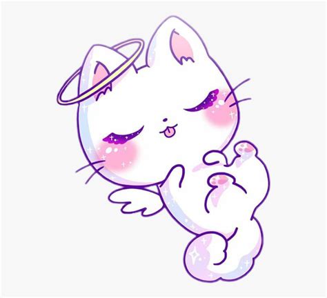 Cat Cute Kawaii Angel White Purple Pink Sweet