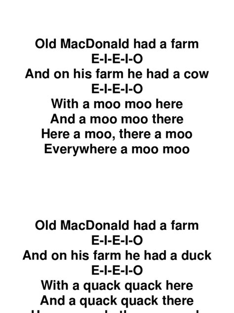 Lyric Old Macdonald Had A Farm Pdf