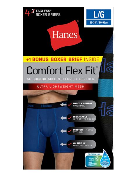 Hanes Comfort Flex Fit® Mens Boxer Briefs Pack Breathable Mesh 4 Pack Includes 1 Free Bonus