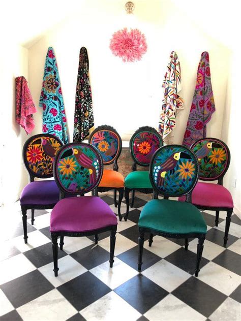 Enjoy free shipping on most stuff, even big stuff. Eclectic Boho Dining Chairs in 2020 | Funky painted ...