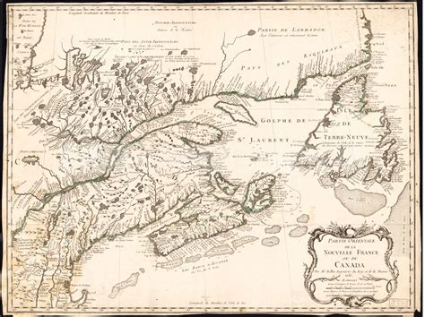 1755 Map Canadanew France Partie Orientale De La Nouvelle France Ou