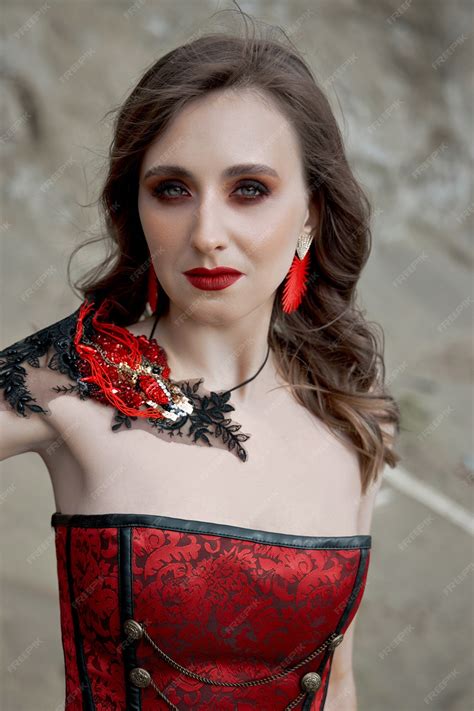 premium photo beautiful woman in red corset