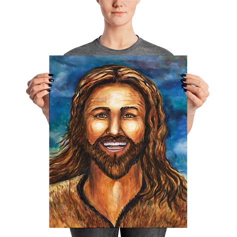 Happy Jesus By Theresa Dedmon Prophetic Art Print Poster Or Canvas