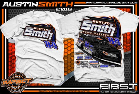 Austin Smith Crate Dirt Late Model Shirt 2016 White Impact Racegear
