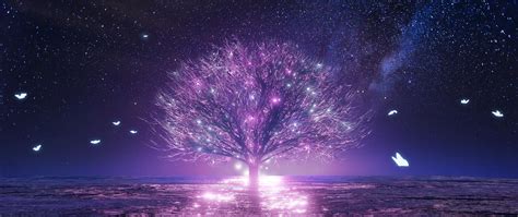 Wallpaper Anime Landscape Sakura Blossom Lonely Tree Free Pictures On
