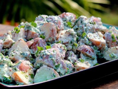 Drain, dry and cut into ½ inch combine potatoes, sour cream, yogurt and chives in a salad bowl, and toss the coat gently. Sour Cream Red Potato Salad with Bacon and Scallions ...