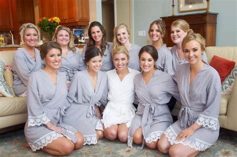 Bridesmaids In Gray Robes Bridesmaids Bridesmaid Dresses Wedding Dresses Text Background