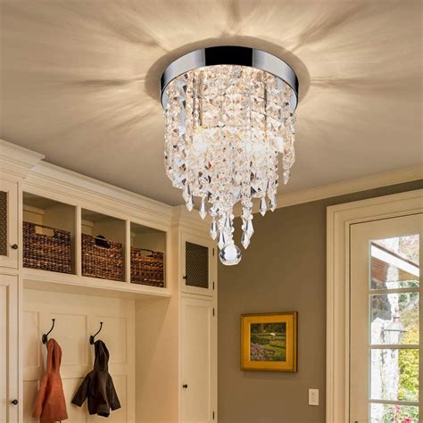 2 Light 8in Crystal Chandelier Ceiling Light Fixture For Bedroom