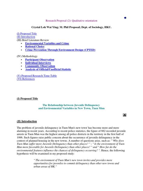 Chosen and type of analysis rationale you apply. Sample Qualitative Research Proposal .docx | Juvenile Delinquency | Academic Discipline Interactions