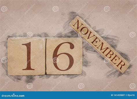 November 16th Day 16 Of Month Calendar In Handmade Sketch Style
