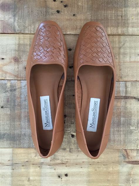Vintage Brown Leather Woven Flats Womens Loafers Leather Etsy
